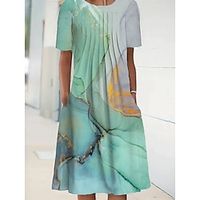 Women's Casual Dress Summer Dress Print Dress Ditsy Floral Ombre Ruched Pocket Crew Neck Midi Dress Active Fashion Outdoor Street Short Sleeve Regular Fit Black Pink Navy Blue Summer Spring S M L XL Lightinthebox