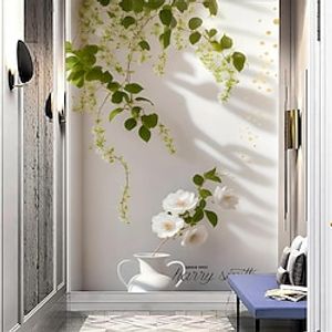 3D 3d Fresco Porch Fresh Leaf PaintingHome Decoration Comtemporary Classic Wall Covering Canvas Material Self adhesive Wallpaper Mural Wall Cloth miniinthebox