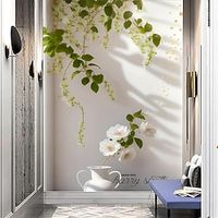 3D 3d Fresco Porch Fresh Leaf PaintingHome Decoration Comtemporary Classic Wall Covering Canvas Material Self adhesive Wallpaper Mural Wall Cloth miniinthebox - thumbnail