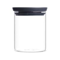 Brabantia Stackable Glass Jar - 0.6L - Dark Grey Lid - thumbnail