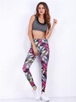 Casual Printed Raise Buttock Stretch Tight Trousers For Women - thumbnail