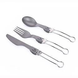 Titanium Flatware Knife Fork Spoon Set Lightweight Ti Camping Utility Cutlery Set with Carrying Bag for Traveling Picnic Hiking Lightinthebox