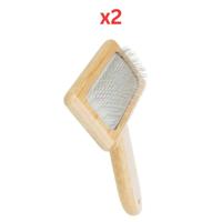 Trixie Soft Bamboo-Metal Brush For Dogs & Cats 12X15cm (Pack of 2)
