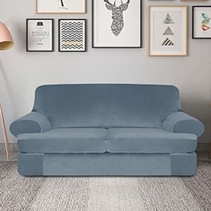 Velvet Couch Covers for 2 Cushion Couch Sofa Plus Size Loveseat High Stretch Luxury Velvet Plush 3 Pieces Sofa Slipcovers with Elastic Bottom Furniture Protector for Pets Machine Washable miniinthebox