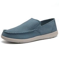 Men Canvas Pure Color Breathable Light Weight Slip On Casual Loafers