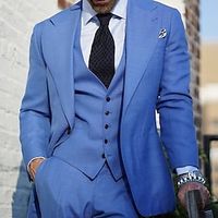 Blue Men's Wedding Suits Solid Colored 3 Piece Fashion Daily Business Plus Size 2023 miniinthebox
