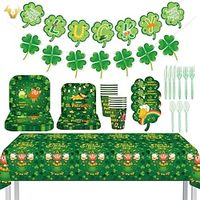 Set, St Patrick's Day Party Supplies Serve 100PCS Disposable Tableware Set Including Plates, Napkins, Cups, Tablecloth, Banner, Forks, Spoons, Knives For Green Irish Party Decorations Lightinthebox