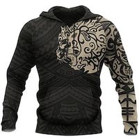 Men's Pullover Hoodie Sweatshirt Black Hooded Animal Patterned Graphic Prints Print Daily Sports 3D Print Basic Streetwear Designer Spring   Fall Clothing Apparel Hoodies Sweatshirts  Long Sleeve Lightinthebox - thumbnail