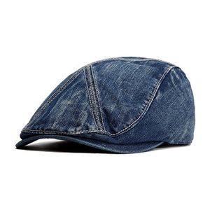 Men Washed Cotton Cowboy Berets Hat Outdoor Casual Travel Sunshade Flat Caps Forward Hat