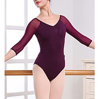 Ballet Dance Costumes Leotard / Onesie Solid Women's Training Performance 3/4 Length Sleeve High Milk Fiber miniinthebox Ballet Dance Costumes Leotard / Onesie Solid Women's Training Performance 3/4 Length Sleeve High Milk Fiber miniinthebox