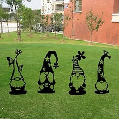 Christmas Garden Acrylic Sculpture Stakes Santa Claus Rudolph Dwarf Statue Stakes Yard Lawn Christmas Outdoor Decoration Lightinthebox