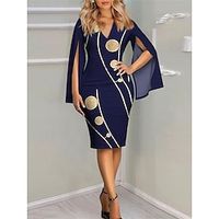 Women's Party Dress Cocktail Dress Wedding Guest Dress Midi Dress Black Yellow Red Long Sleeve Floral Print Fall Winter Autumn Crew Neck Fashion Winter Dress Wedding Guest Birthday 2023 S M L XL XXL Lightinthebox - thumbnail