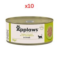 Applaws Tuna Fillet with Seaweed in Broth Wet Cat Food Tin 10X156G