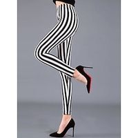 Women's BlackWhite Striped Leggings Full Length Fashion Streetwear Outdoor Street Black and white stripes black vertical bars One-Size Fall Winter Lightinthebox - thumbnail