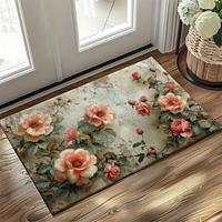 Vintage Flowers Doormat Kitchen Mat Floor Mat Non-Slip Area Rug Oil Proof Rug Indoor Outdoor Mat Bedroom Decor Bathroom Mat Entrance Entryway Rug Lightinthebox