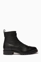 Cruz Grained Leather Combat Boots - thumbnail