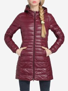Pure Color Hooded Women Down Jackets