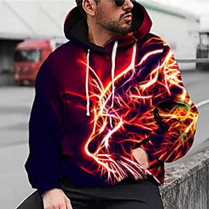 Men's Unisex Pullover Hoodie Sweatshirt Graphic Prints Lion Print Hooded Daily Sports 3D Print Casual Designer Hoodies Sweatshirts  Long Sleeve Wine miniinthebox