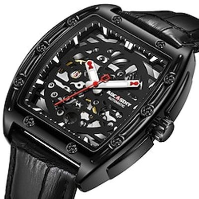 Men Mechanical Watch Fashion Business Wristwatch Automatic Self-winding Luminous Waterproof World Time Leather Watch miniinthebox