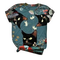 Cartoon animal Cat Flower T-shirt Anime Anime Classic Basic Street Style T-shirt For Men's Women's Couple's Adults' 3D Print 100% Polyester miniinthebox - thumbnail