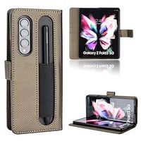Phone Case For Samsung Galaxy Wallet Card Z Fold3 Shockproof with Wrist Strap Card Holder Slots Solid Colored PU Leather miniinthebox Phone Case For Samsung Galaxy Wallet Card Z Fold3 Shockproof with Wrist Strap Card Holder Slots Solid Colored PU Leather miniinthebox