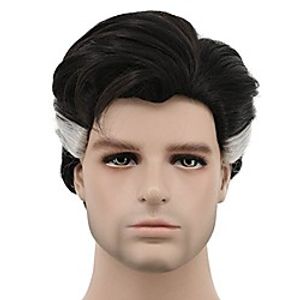 karlery men brown white short curly wig halloween cosplay wig anime costume party wig Lightinthebox