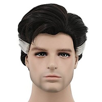 karlery men brown white short curly wig halloween cosplay wig anime costume party wig Lightinthebox