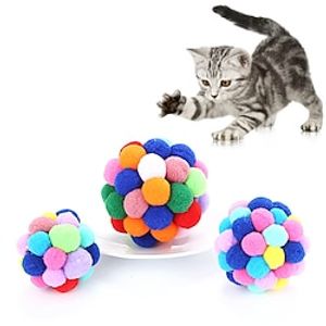 Handmade Funny Cats Bouncy Ball Toys Kitten Plush Bell Ball Mouse Toy Planet Ball Cat Chew Toys Interactive Pet Accessories 3PCS Lightinthebox