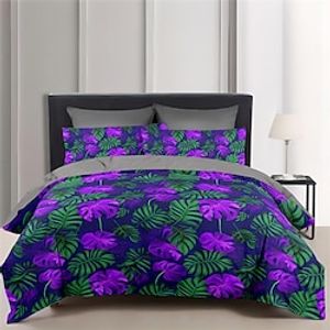 100% Cotton Duvet Cover Set Leaves Trippy Color Pattern Comforter Set Soft 3-Piece Luxury Bedding Set Home Decor Dusk Bedding Gift King Queen Full Size Lightinthebox