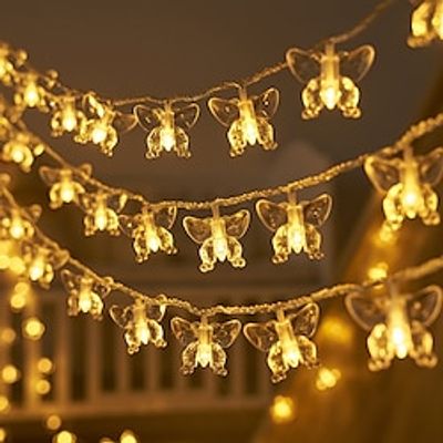 Christmas Butterfly Fairy String Lights 1.5m 10LED 3m 20LED Battery Powered Garland Lights New Year Christmas Tree Holiday Wedding Garden Home Party Decoration Lightinthebox