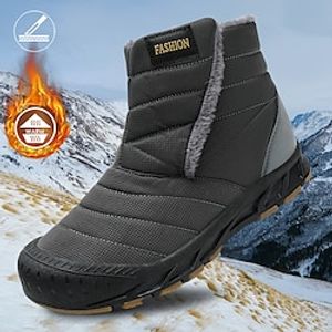 Men's Women Boots Snow Boots Fleece lined Walking Vintage Casual Outdoor Daily Leather Warm Height Increasing Comfortable Lace-up Black Navy Blue Grey Fall Winter miniinthebox