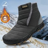 Men's Women Boots Snow Boots Fleece lined Walking Vintage Casual Outdoor Daily Leather Warm Height Increasing Comfortable Lace-up Black Navy Blue Grey Fall Winter miniinthebox - thumbnail