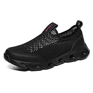 Men's Loafers  Slip-Ons Daily Outdoor Walking Shoes Mesh Breathable Dark Grey Black and White Black Spring Summer Lightinthebox