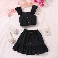 2 Pieces Kids Girls' Solid Color Dress Suits Set Sleeveless Fashion School 7-13 Years Summer Black White Pink Lightinthebox