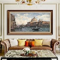 Handmade Oil Painting Canvas Wall Art Decoration Famous Grand Canal of Europe Water Structure Landscape for Home Decor Rolled Frameless Unstretched Painting miniinthebox - thumbnail