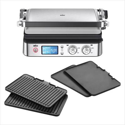 Braun MultiGrill 9 Contact Grill, 2000 Watts, 3-in-1 Cooking Positions, Black Stainless Steel - CG 9043