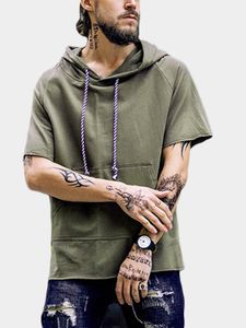 Olive Street Style Fashion Short Sleeve Men's Pullover Hoodies