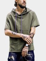 Olive Street Style Fashion Short Sleeve Men's Pullover Hoodies - thumbnail