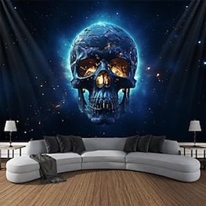 Halloween Blue Skull Hanging Tapestry Wall Art Large Tapestry Mural Decor Photograph Backdrop Blanket Curtain Home Bedroom Living Room Decoration Halloween Decorations miniinthebox