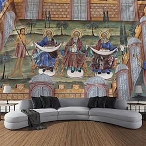 Byzantine Art Medieval Religious Art Hanging Tapestry Wall Art Large Tapestry Mural Decor Photograph Backdrop Blanket Curtain Home Bedroom Living Room Decoration Mosaic miniinthebox