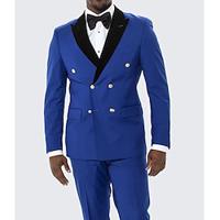 Black Red Royal Blue Men's Wedding Prom Suits Solid Colored 2 Piece Business Formal WorkWear Tailored Fit Double Breasted Six-buttons 2024 Lightinthebox