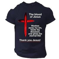 The Blood of Jesus Cross Letter Print Men's Graphic 100% Cotton Shirt Vintage Shirt Short Sleeve Comfortable Tee Summer Fashion Designer Clothing Lightinthebox