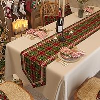 Christmas Table Runner, Seasonal Winter Xmas Holiday Kitchen Dining Table Decoration for Indoor Outdoor Home Party Decor Lightinthebox - thumbnail