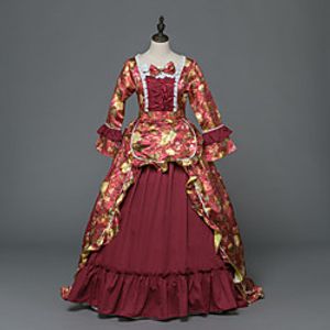 Princess Maria Antonietta Floral Style Rococo Victorian Renaissance Vacation Dress Dress Party Costume Masquerade Women's Costume Orange Vintage Cosplay Christmas Halloween Party / Evening 3/4 Length miniinthebox