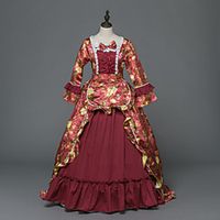 Princess Maria Antonietta Floral Style Rococo Victorian Renaissance Vacation Dress Dress Party Costume Masquerade Women's Costume Orange Vintage Cosplay Christmas Halloween Party / Evening 3/4 Length miniinthebox - thumbnail
