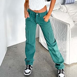 Women's Cargo Pants Wide Leg Pants Trousers Cotton Black Green Fashion Casual Street Casual Daily Baggy Micro-elastic Full Length Comfort Plain S M L XL 2XL miniinthebox