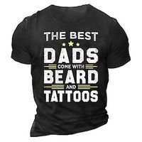 The Best Dads Come with Beard and Tattoos Fashion Designer Casual Men's 3D Print Short Sleeve Shirt T shirt Tee Top Daily Holiday Vacation T shirt Black Navy Blue Short Sleeve Crew Neck Shirt Summer Lightinthebox