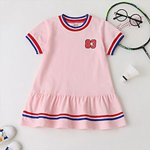 Toddler Little Girls' Dress Number Sports Dress Sports  Outdoor White Pink Above Knee Short Sleeve Casual Dresses Summer Regular Fit 1 PC 1-5 Years Lightinthebox