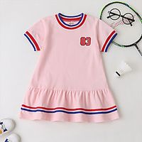 Toddler Little Girls' Dress Number Sports Dress Sports  Outdoor White Pink Above Knee Short Sleeve Casual Dresses Summer Regular Fit 1 PC 1-5 Years Lightinthebox - thumbnail