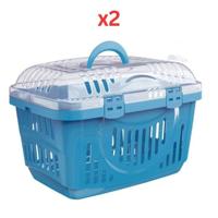 Georplast Rocket Pet Carrier Transparent Lid - Blue (Pack of 2)